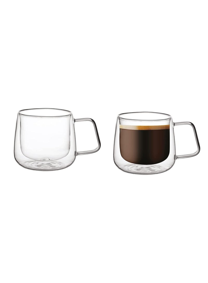 BLACKSTONE Double Wall Glass Tumbler 300ml Set of 2 Heat Resistant Borosilicate Tea Coffee Cups, Clear, DH835 - Image 1
