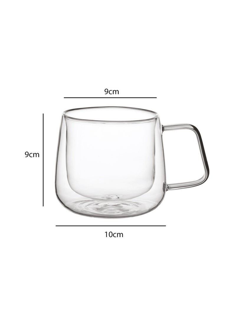 BLACKSTONE Double Wall Glass Tumbler 300ml Set of 2 Heat Resistant Borosilicate Tea Coffee Cups, Clear, DH835 - Image 4