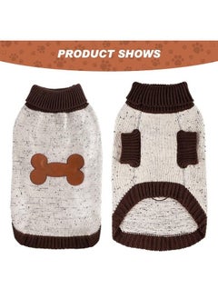 Turtle Neck Dog Sweater - Brown Bone Pattern - Puppy Winter Warm Cloth for Small Medium Large Dogs - pzsku/ZE80BDD843DEF06542904Z/45/_/1687724774/bbf34d46-d46f-495d-b8d6-7a198a03a6bf