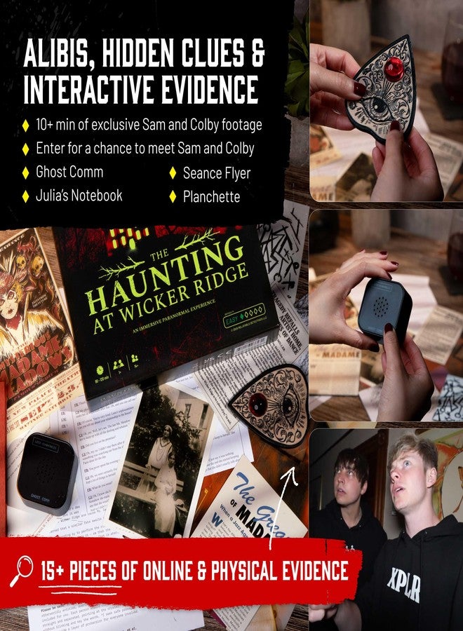 Hunt A Killer x Sam and Colby: The Haunting at Wicker Ridge - Immersive Paranormal Mystery Game, 90-120 Min Playtime, Ages 14+, Perfect for Fans of Ghost Hunting and Supernatural Thrillers - Image 2