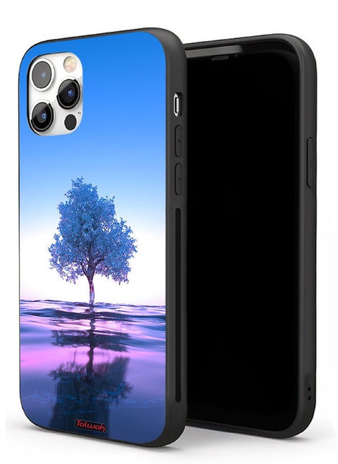 Apple iPhone 11 Pro Max Protective Case Tree Neon Body Of Water Reflection Digital Art