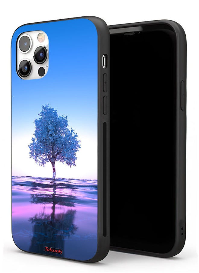 Tolwak - Apple iPhone 11 Pro Max Protective Case Tree Neon Body Of Water Reflection Digital Art - Image 1