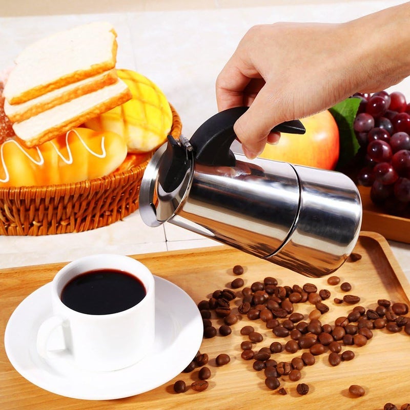 comfrt 300ml/10oz Stovetop Espresso Maker, Stainless Steel Moka Pot Italian Coffee Maker for Camping Home Office Use - Image 2