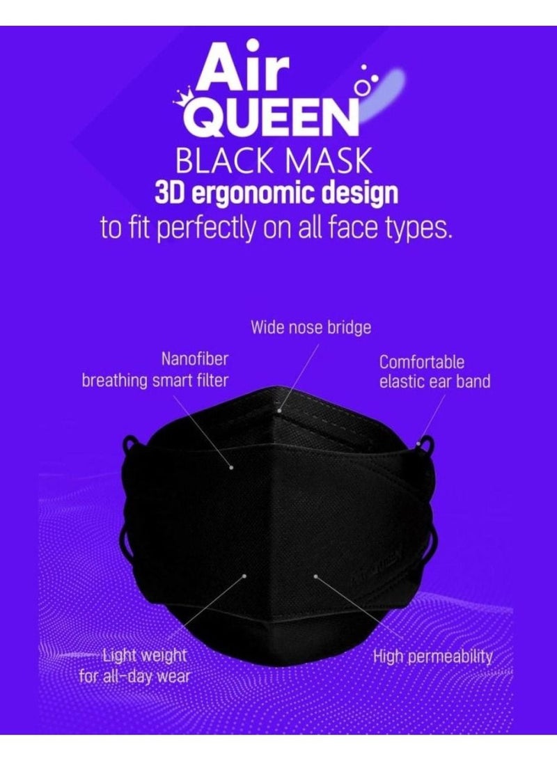 Air QUEEN Pack Of 40 Pieces Nanofiber Filter Face Mask For Adults Face Mask Black  - Image 3