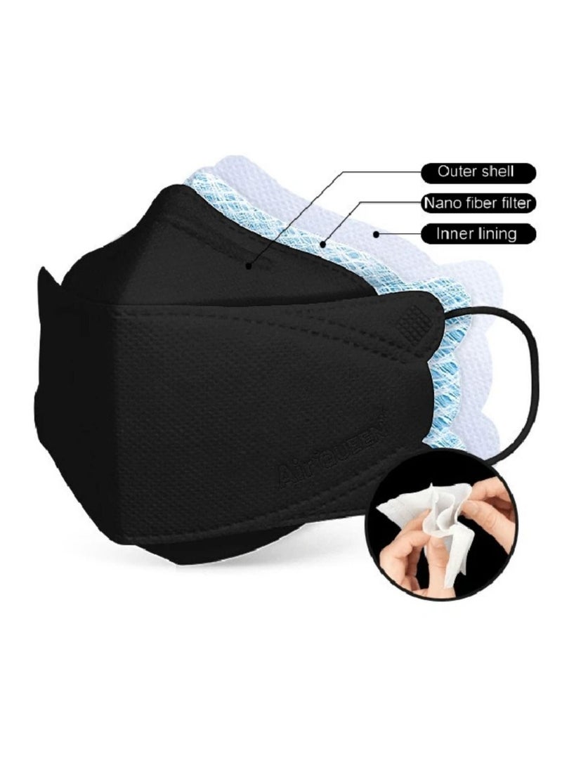 Air QUEEN Pack Of 40 Pieces Nanofiber Filter Face Mask For Adults Face Mask Black  - Image 2