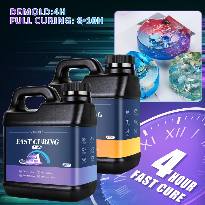 KISREL 82oz Fast Cure Epoxy Resin, 4 Hour Mold Demold Quick Cure Resin, Crystal Clear and Bubble Free, Fast Drying Clear Resins - Image 2