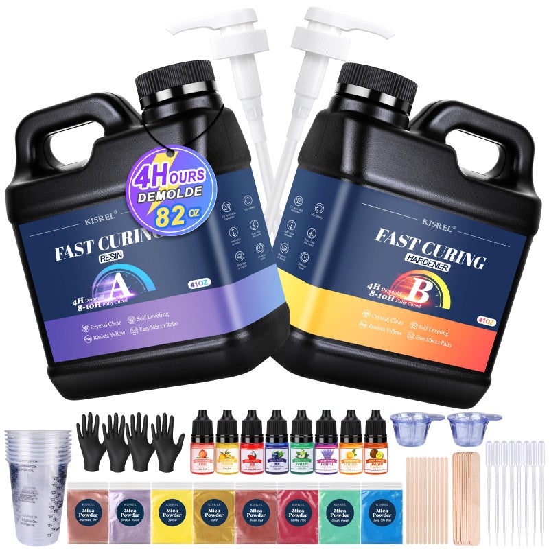 KISREL 82oz Fast Cure Epoxy Resin, 4 Hour Mold Demold Quick Cure Resin, Crystal Clear and Bubble Free, Fast Drying Clear Resins - Image 1