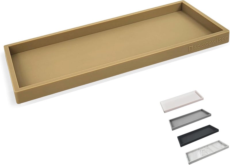 Spacewiser Countertop and Vanity Tray - 11.7" Shatterproof Bathroom Tray, Flexible Silicone Soap Tray for Kitchen Sink, Toilet Tank Tray, Bathroom Trays for Counter, Perfume Candle Key Valet Tray - Image 1