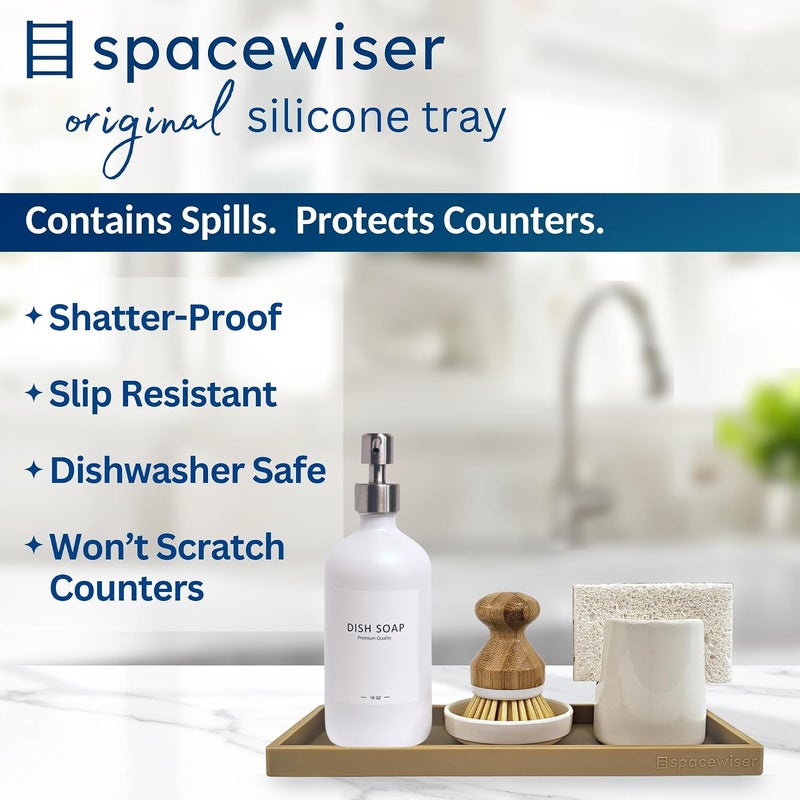 Spacewiser Countertop and Vanity Tray - 11.7" Shatterproof Bathroom Tray, Flexible Silicone Soap Tray for Kitchen Sink, Toilet Tank Tray, Bathroom Trays for Counter, Perfume Candle Key Valet Tray - Image 2