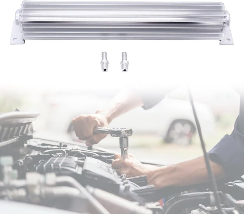 15" Finned Aluminum Double Pass Transmission Heat Exchanger Oil Coolers Radiator Cooling Double Line - Image 2