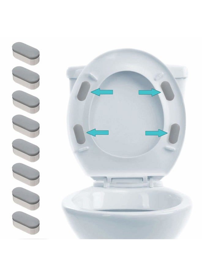 iFealClear 8 Pcs Universal Toilet Seat Bumpers, Toilet Lid Rubber Bumpers Replacement Kit with 8 Extra Thickness Pads for Changing Heights, Strong Adhesion Bidet Toilet Bumpers for Home, Hotel, Hospital Gray - Image 1