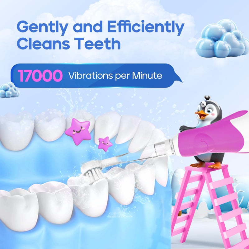 Seago Toddler Electric Toothbrushes For Baby Ages 0-3 Years  Baby Toothbrush With Smart Timer And Suction Base  4 Replacement Brush Heads Sg-513(Purple-C) - Image 3