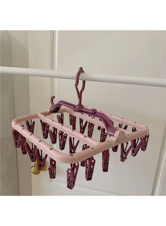 As The Picture 32 Clip Rotatable Sock Underwear Drying Rack 360 Rotating Arms Space Saving - Image 1