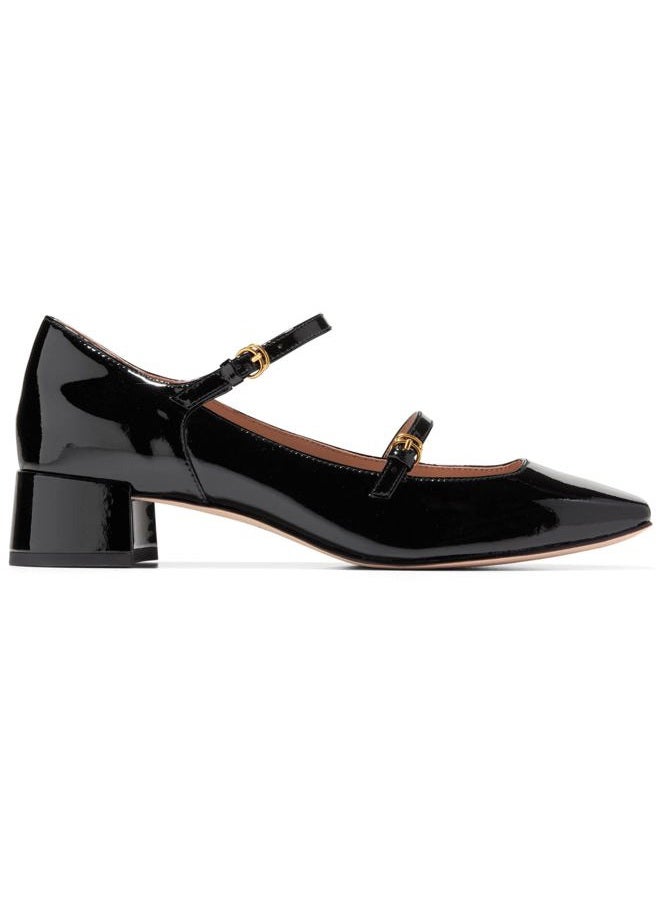 COLE HAAN حذاء نسائي بكعب عالٍ 45 مم باكستون ماريجان، جلد لامع أسود، 38.5 EU - Image 5