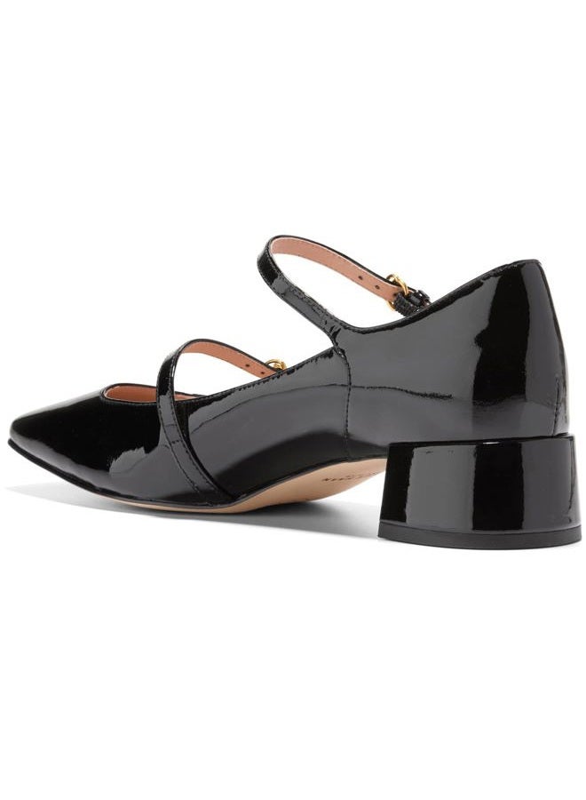 COLE HAAN حذاء نسائي بكعب عالٍ 45 مم باكستون ماريجان، جلد لامع أسود، 38.5 EU - Image 4
