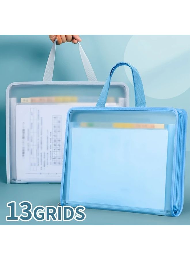 Blue Heavy Duty Zippered File Organizer with Clear Window 13 Page Document Storage Bag - Image 5