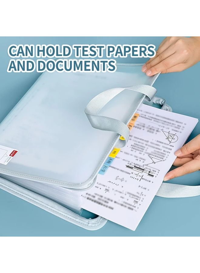 Blue Heavy Duty Zippered File Organizer with Clear Window 13 Page Document Storage Bag - Image 4