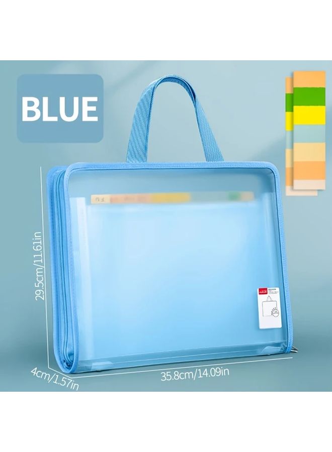 Blue Heavy Duty Zippered File Organizer with Clear Window 13 Page Document Storage Bag - Image 2