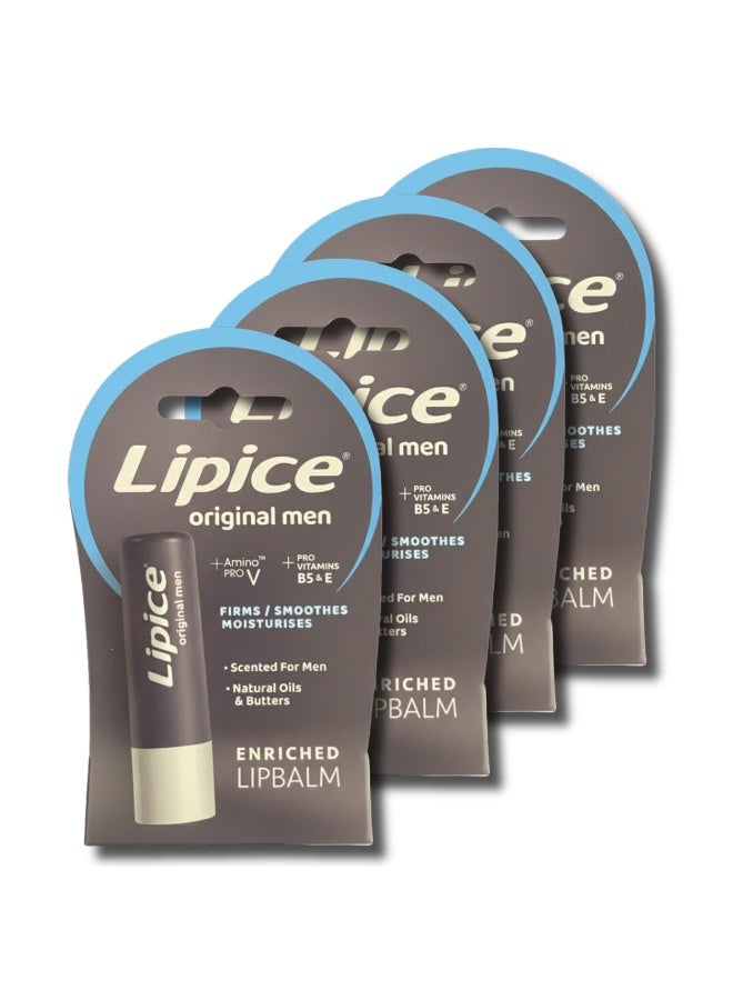 lipice Original Men Lip Balm 4.8g – Soothing Protection for Dry Lips ,Pack of 4 - Image 1