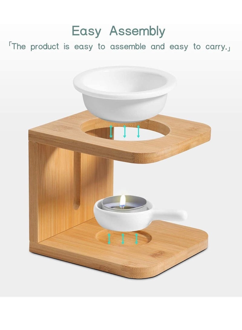 Wooden Essential Oil Burner, Scented Wax Melt Burner with Candle Holder, Aroma Diffuser Tea light Warmer Yoga Spa Home Bedroom Decor Gift - Image 5