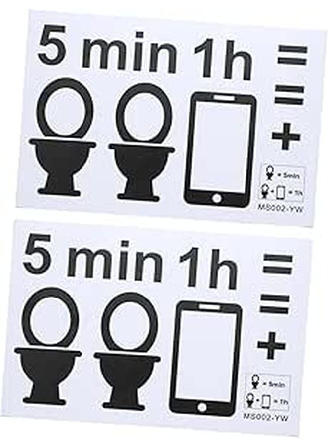 Black Bathroom Warning Stickers 2 Sheets PVC Wall Decals Easy Application - Image 1
