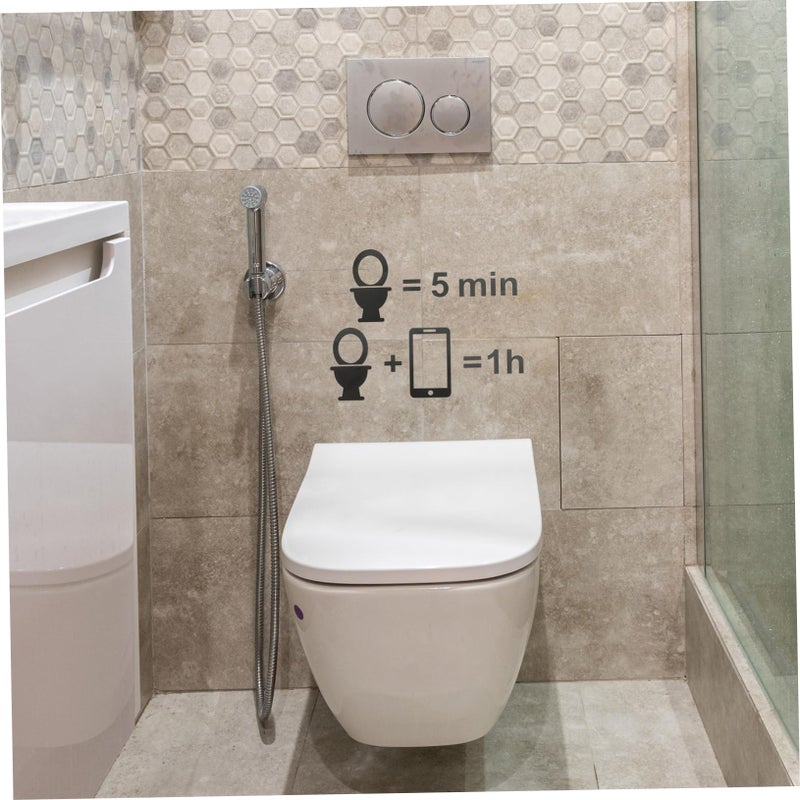 Black Bathroom Warning Stickers 2 Sheets PVC Wall Decals Easy Application - Image 5