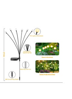 Golden Solar Garden Lights 6Pack, New Upgraded 36LED Solar Lights Outdoor Waterproof, Swaying Solar Powered Firefly Lights,Garden Gift for Pathway Patio Walkway Yard Decorations,  Warm White  - Image 2