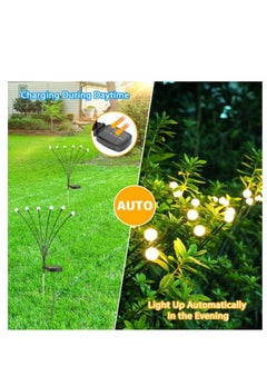 Golden Solar Garden Lights 6Pack, New Upgraded 36LED Solar Lights Outdoor Waterproof, Swaying Solar Powered Firefly Lights,Garden Gift for Pathway Patio Walkway Yard Decorations,  Warm White  - Image 3