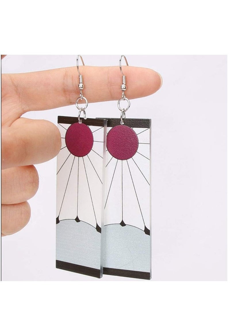 KASTWAVE Anime Kamado Tanjiro Hanafuda Earrings - Kimetsu No Yaiba Hanafuda Earrings - Cosplay Accessories For Womens Girls - Image 4