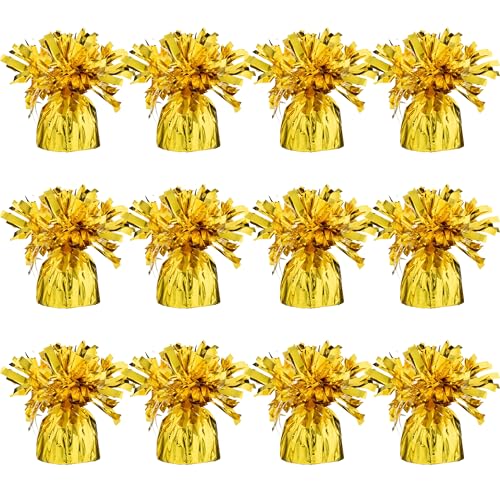 Srenta Gold Balloon Weights Heavy Balloon Weight Pack of 12 Metallic Foil Weights for Balloons Birthday Party Wedding Table Centerpiece Ballon Weight 48 DIY Ballon Weights for Helium Balloons - Image 1