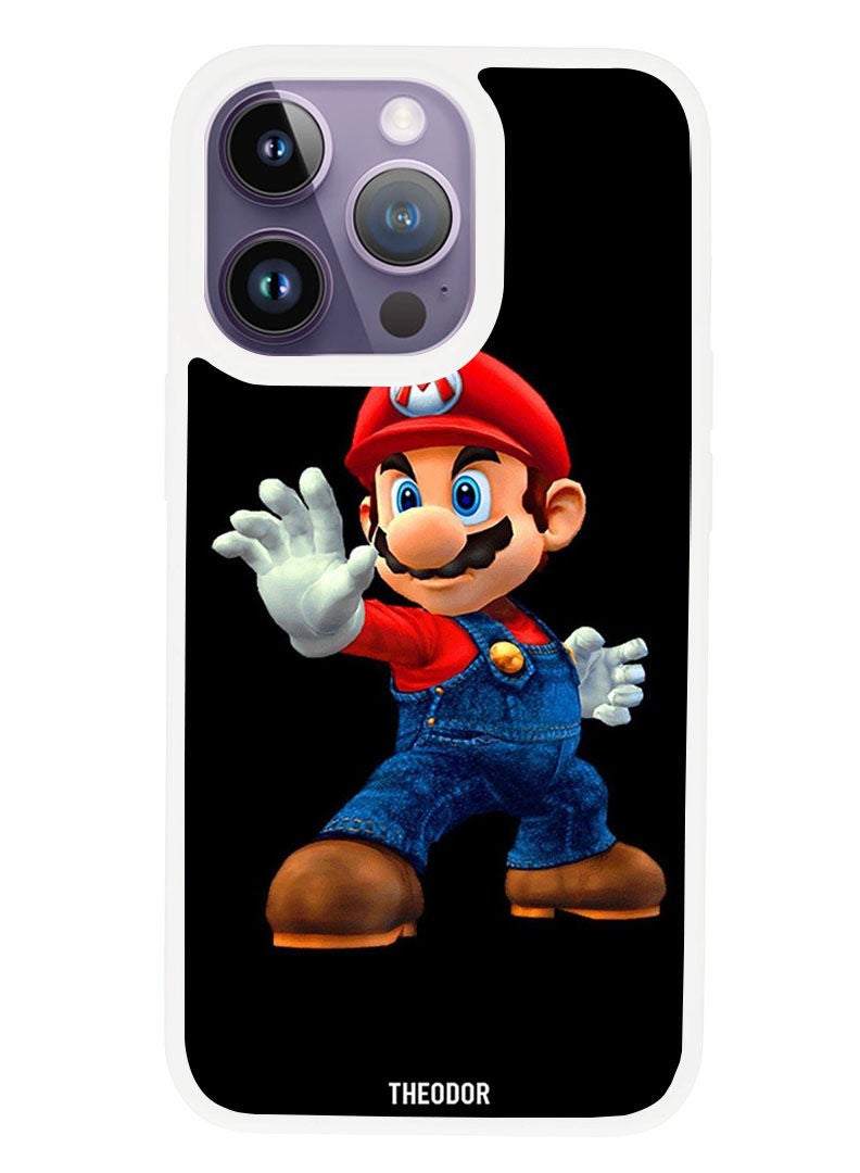 Theodor غطاء واقي مضاد للخدش ومقاوم للصدمات لجهاز آبل آيفون 14 برو ماكس سوبر ماريو (حافة بيضاء) - Image 1