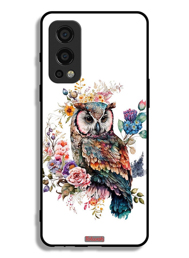 Tolwak OnePlus Nord 2 5G Protective Case Cover Owl Abstract Art - Image 2
