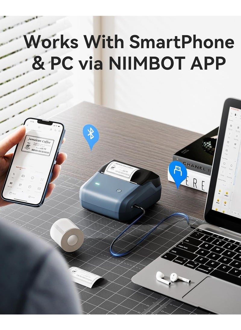 NIIMBOT - B31 Thermal Label Maker Machine, Inkless Label Printer with 20-75mm Print Width, 3 Inch Portable Label Printer with 1 Roll 70*40mm White Tape, for Retail Small Business, for Barcode, Address, Logo, Tag Labeling, Bluetooth Thermal Sticker Maker Compatible with Smartphones & PC - Image 1