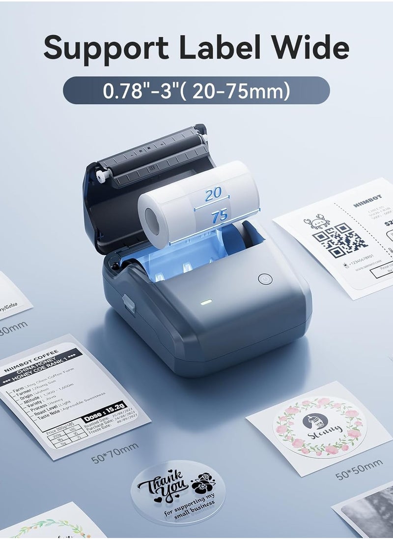 NIIMBOT - B31 Thermal Label Maker Machine, Inkless Label Printer with 20-75mm Print Width, 3 Inch Portable Label Printer with 1 Roll 70*40mm White Tape, for Retail Small Business, for Barcode, Address, Logo, Tag Labeling, Bluetooth Thermal Sticker Maker Compatible with Smartphones & PC - Image 1