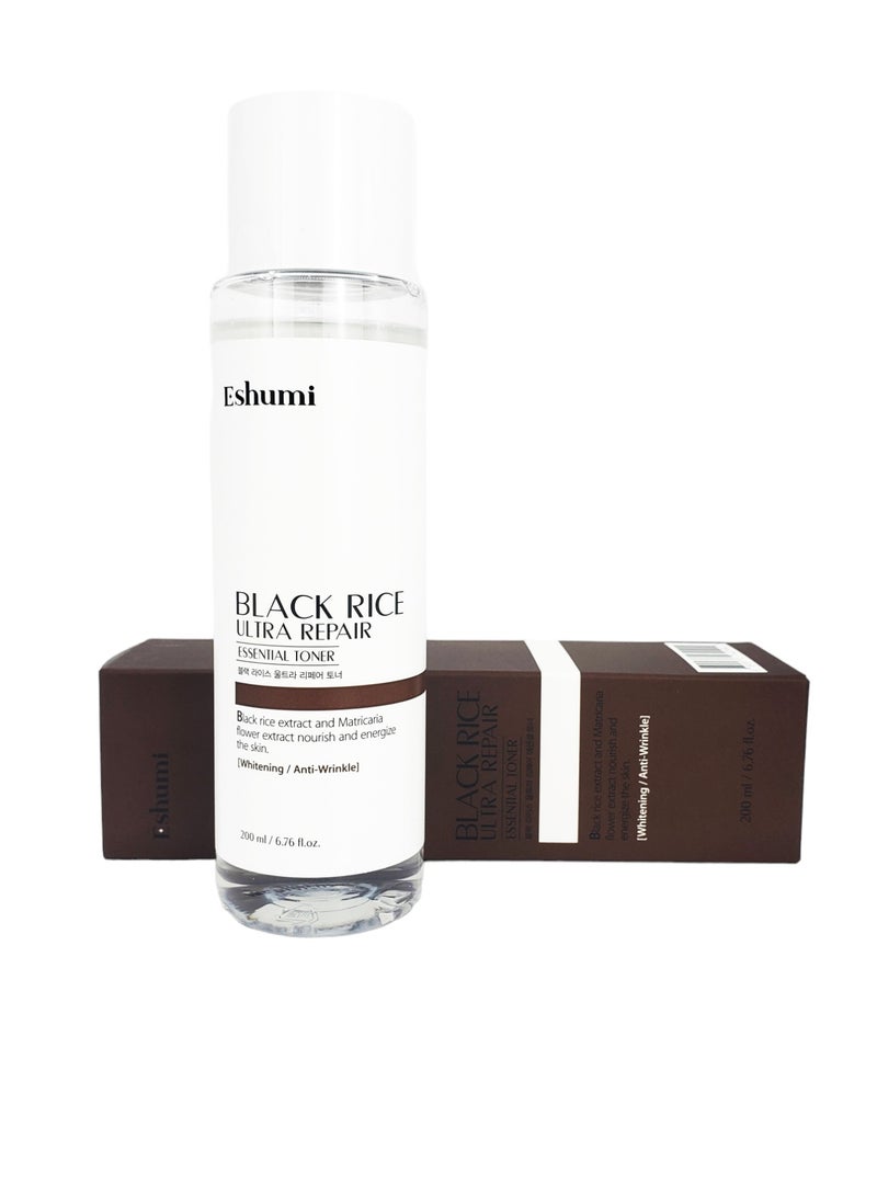 Eshumi Korean product ESHUMI BLACK RICE - ULTRA REPAIR ESSENTIAL TONER Black rice extract and matricaria flower extract nourish and energize the skin 200ml - Image 3