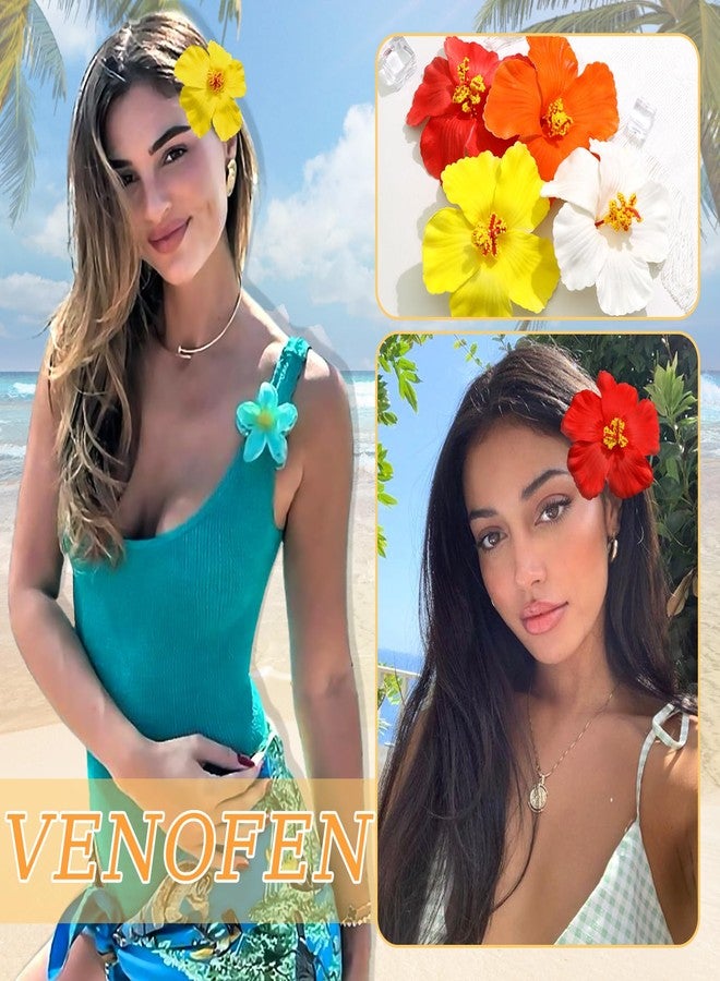 VENOFEN 4PCS Hawaiian Flower Hair Clips Hibiscus Flowers Clip Colorful Plumeria Artificial Flower Hair Accessories for Women Summer Beach Party Hair Decoration - Image 5