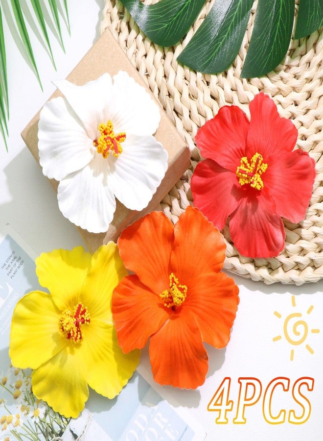 VENOFEN 4PCS Hawaiian Flower Hair Clips Hibiscus Flowers Clip Colorful Plumeria Artificial Flower Hair Accessories for Women Summer Beach Party Hair Decoration - Image 3