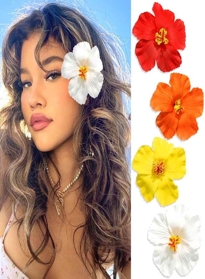 VENOFEN 4PCS Hawaiian Flower Hair Clips Hibiscus Flowers Clip Colorful Plumeria Artificial Flower Hair Accessories for Women Summer Beach Party Hair Decoration - Image 1