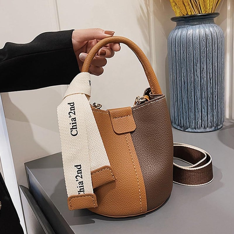 klarako DIY PU Leather Bag Making Kit for Women, Handbags Sewing Kit for Adult DIY Bucket Bag Making Kit with Lined Pockets DIY Purse Cross Leather Craft Bag Making Supplies, 6.7x6.7 Inch, Brown - Image 5