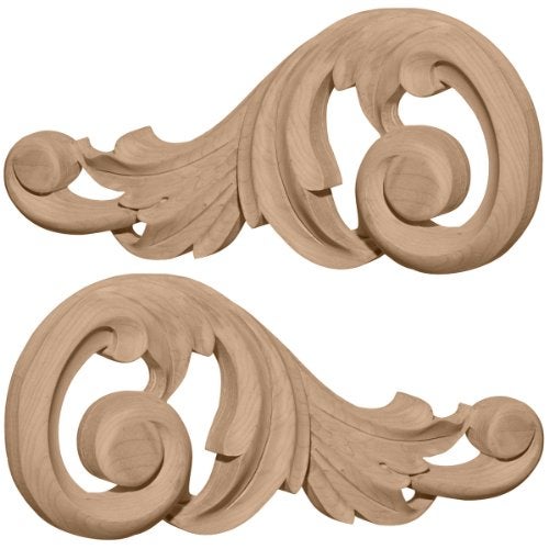 Ekena Millwork ONL07X03X01SWAL Small Swaying Scrolls (Pair) Wood Onlays, 7 1/8"W x 3 1/8"H x 5/8"D (Each Side), Alder - Image 5