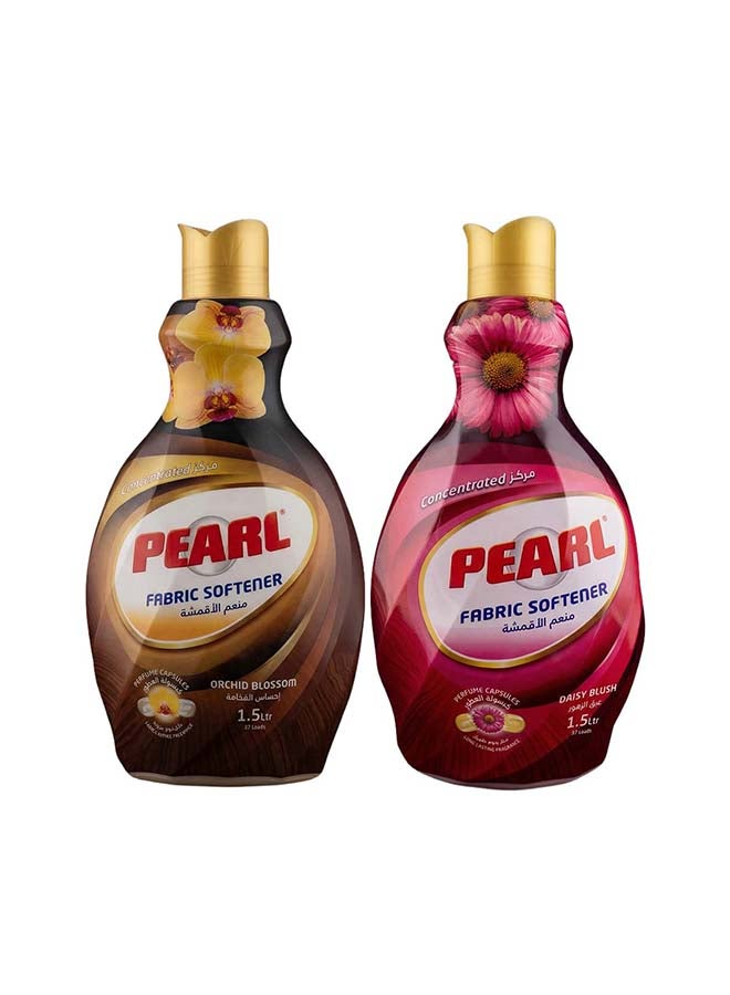 Pearl Fabric Softener Concentrate 2 x 1.5L Promo Pack Orchid Blossom & Daisy Blush Perfume Capsules Long Lasting Fragrance 2 x 1.5L, 3 L - Image 1