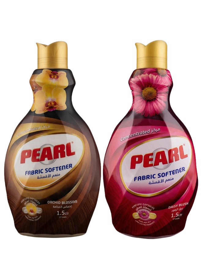 Pearl Fabric Softener Concentrate 2 x 1.5L Promo Pack Orchid Blossom & Daisy Blush Perfume Capsules Long Lasting Fragrance 2 x 1.5L, 3 L - Image 1