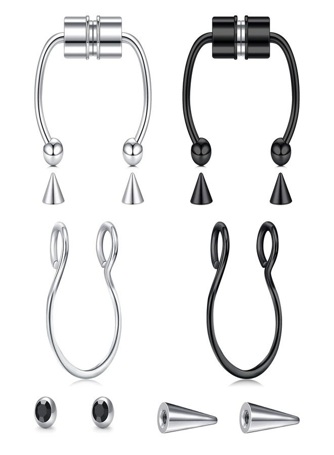 Longita Fake Piercings - Nose Ring, Eyebrow, Lip Ring, Labret Studs & More - Adhesive Face Jewelry, Metal, stainless-steel - Image 1