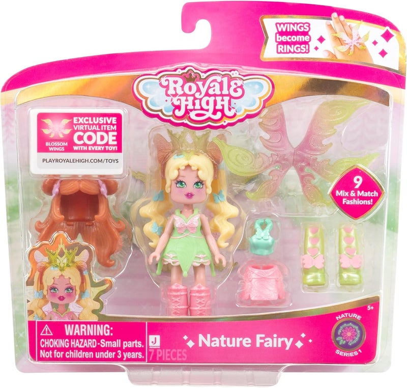 Royale High 3 Inch Nature Fairy Fashion Doll - 1 Figure with 9 Fashion Accessories - Virtual Item Code Included - Series 1 - Ages 5+ - Image 1