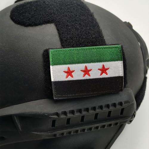 AliPlus 2 PCS AliPlus Syrian Flag Patches Embroidered Tactical Military Morale Patch Applique Fastener Hook and Loop(Syrian New Flag) - Image 4
