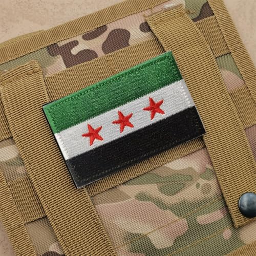 AliPlus 2 PCS AliPlus Syrian Flag Patches Embroidered Tactical Military Morale Patch Applique Fastener Hook and Loop(Syrian New Flag) - Image 5