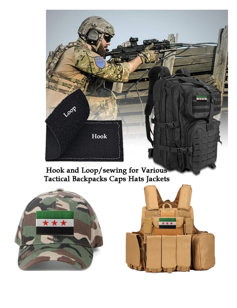 AliPlus 2 PCS AliPlus Syrian Flag Patches Embroidered Tactical Military Morale Patch Applique Fastener Hook and Loop(Syrian New Flag) - Image 3