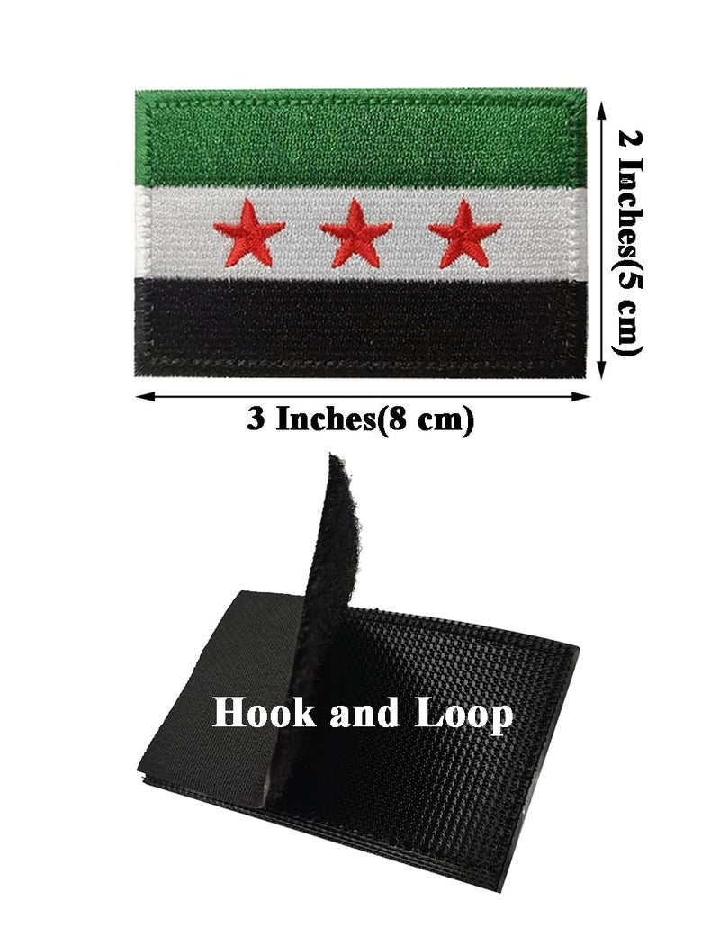 AliPlus 2 PCS AliPlus Syrian Flag Patches Embroidered Tactical Military Morale Patch Applique Fastener Hook and Loop(Syrian New Flag) - Image 2