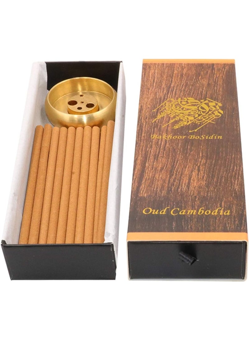 بخور أعواد بخور من خشب العود الكمبودي مع مبخرة نحاسية - Image 2
