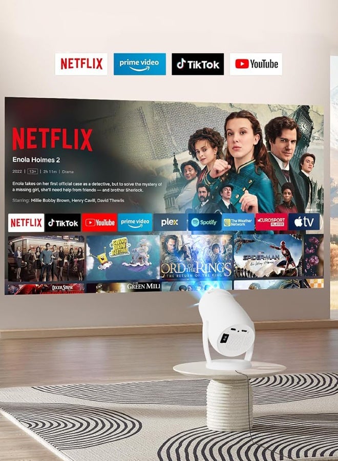 Smart Mini Projector HY400, WiFi6 & BT 5.4, 300 ANSI Lumens, Native 1280P, 4K Decoding, Android 13, 270° Rotatable, 200 Inch Screen, Portable Home Cinema & Gaming Projector - Image 4
